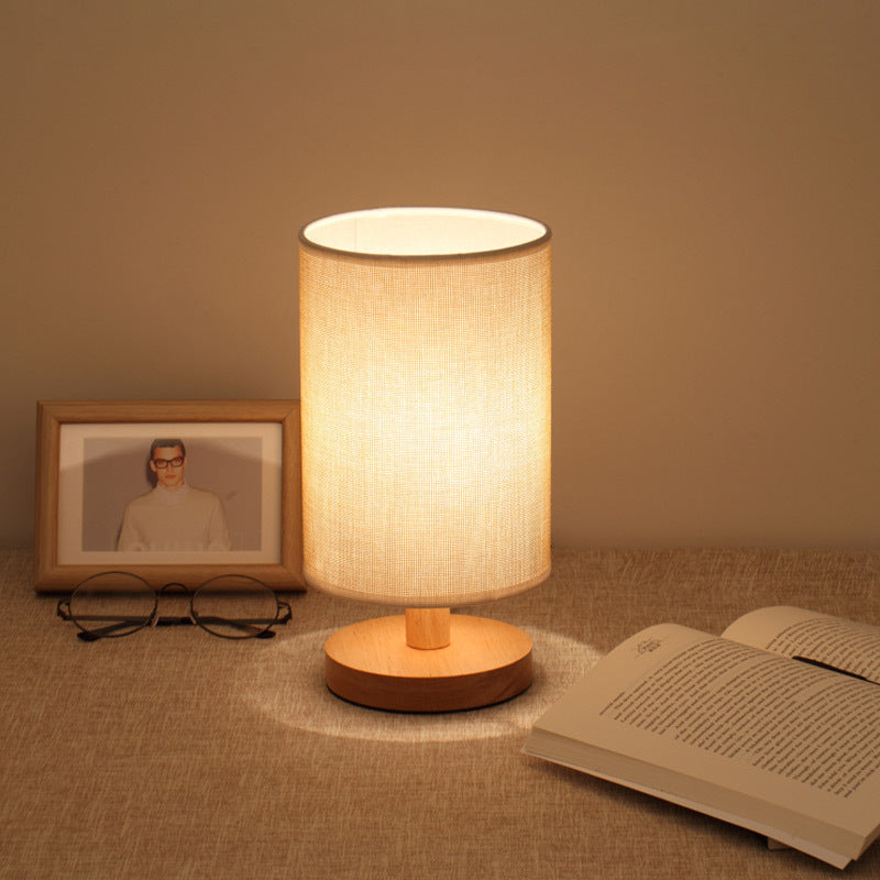 Simple and modern Nordic bedroom bedside lamp wooden dimmable LED warm light creative wooden table lamp