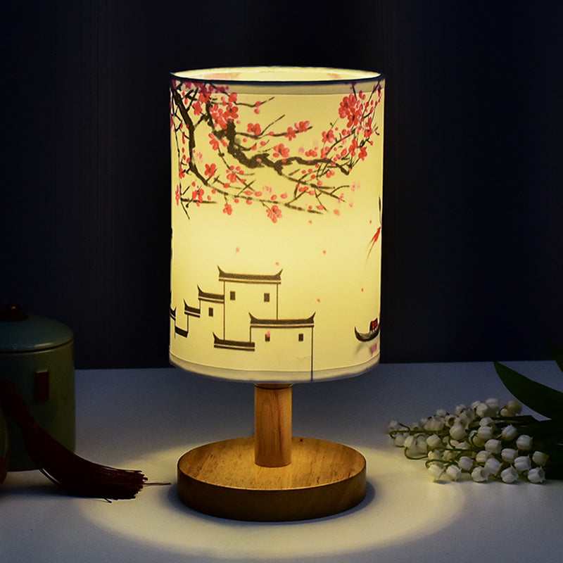 Cozy Table Lamp Bedroom Bedside Chinese Style Literary Decoration B & B Led Night Simple